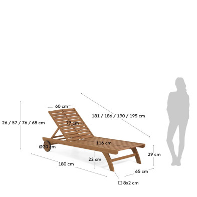 Шезлонг La Forma Beila 65 x 195 x h29 см, из эвкалипта