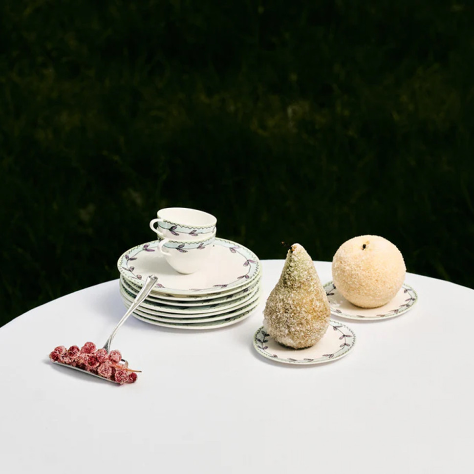 Набор из 2-х блюдец Serax Midnight Flowers, диаметр 18 см, белый, рисунок, фарфор