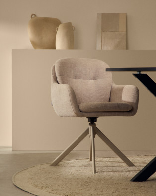 Поворотное кресло La Forma Lexa 59 x 60 x h84 см, из бежевой синели