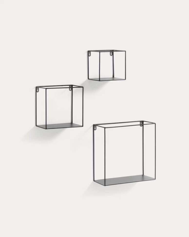 Набор из трёх настенных полок La Forma Neth 30 x 12 x h30 см, 20 x 12 x h20 см, 15 x 12 x h15 см, чёрный