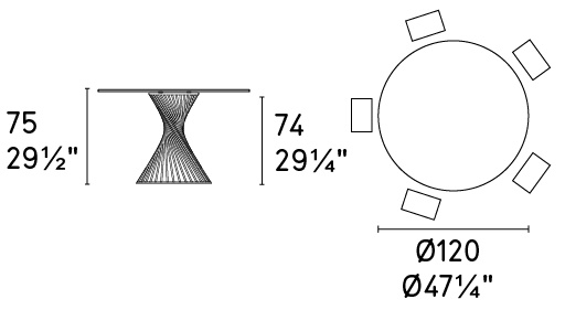Размеры Стол Calligaris Vortex CS4108-fd-120