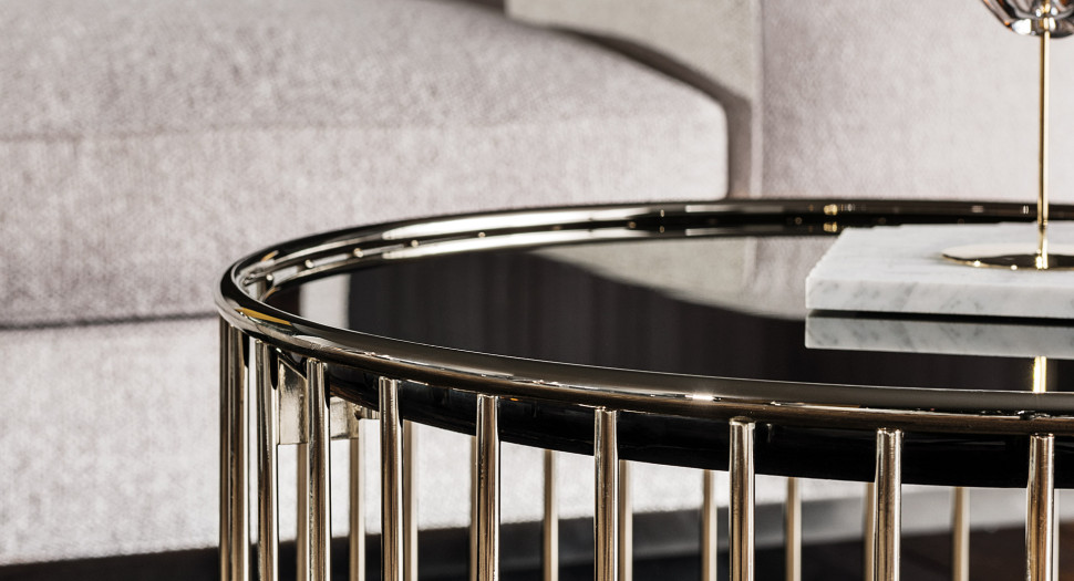 Журнальный стол Minotti Caulfield Gold-Black-Nickel