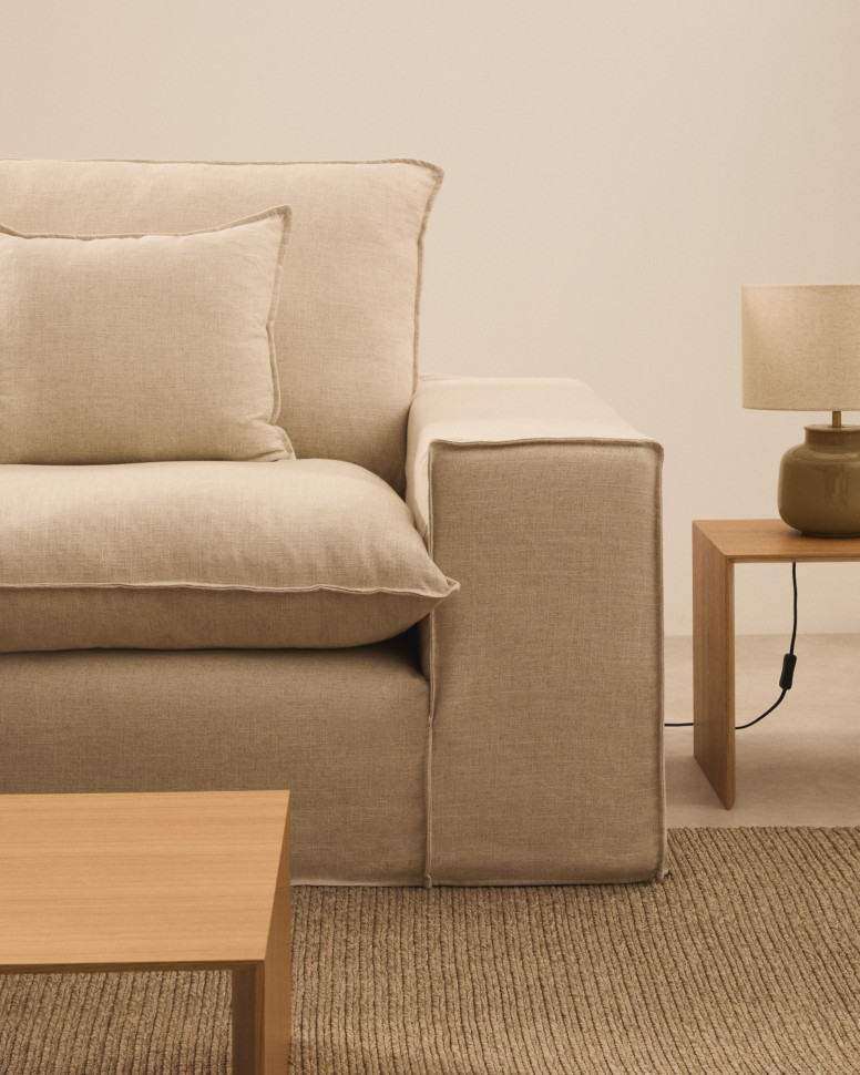 Диван La Forma Anarela 240 x 107 x h64 см, 2-местный, бежевый лён, со съёмным чехлом