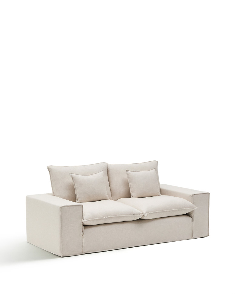 Диван La Forma Anarela 240 x 107 x h64 см, 2-местный, бежевый лён, со съёмным чехлом