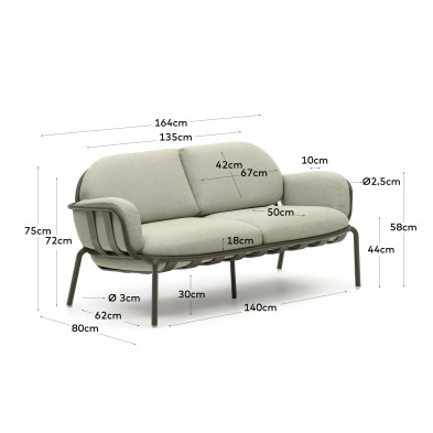 Уличный диван La Forma Joncols 164 x 80 x h75 см, 2-местный, зелёный