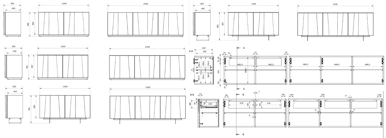 Размеры Буфет Bontempi Kunta