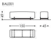 Размеры Банкетка Asnaghi Balboa Размеры Банкетка Asnaghi Balboa
