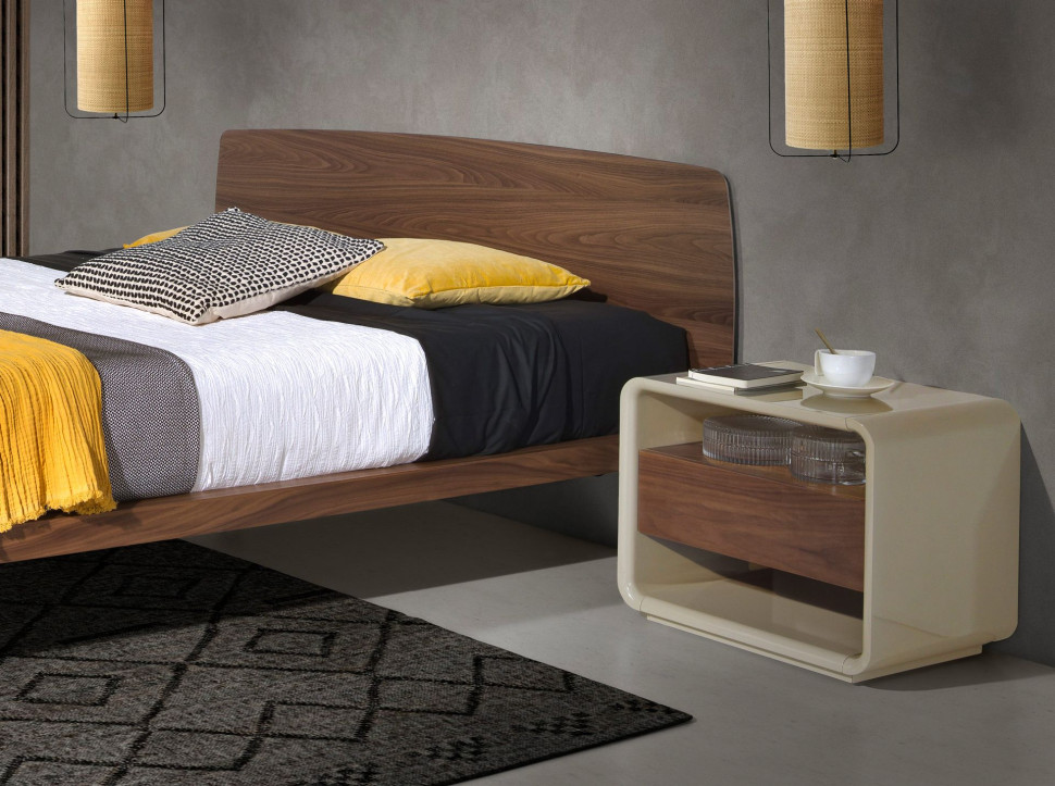 Прикроватная тумбочка Angel Cerda 7134, MB2202NS 55 x 40 x h45 см, из ореха и лакированного МДФ, серая - материал