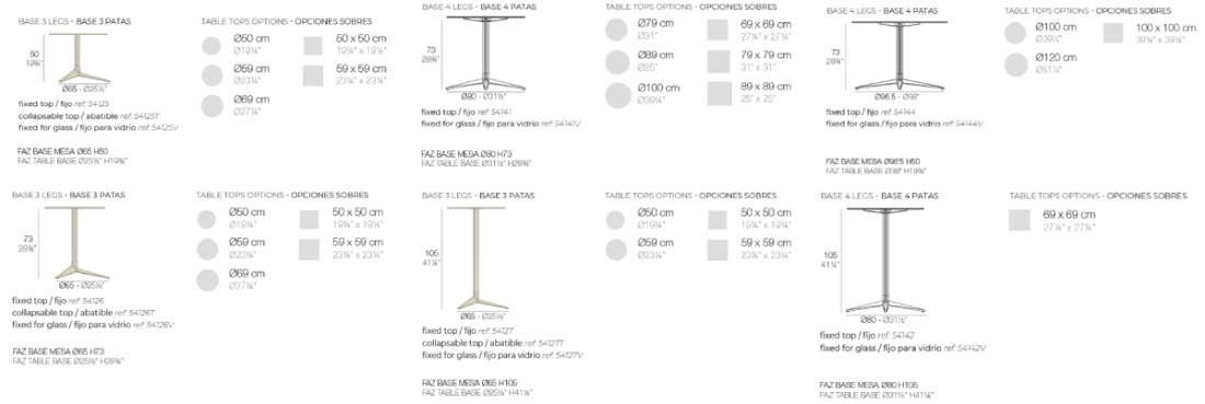 Размеры Столики Vondom Faz