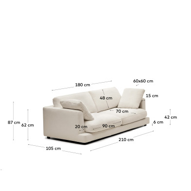 Диван La Forma Gala 210 x 193 x h87 см, трёхместный, бежевый