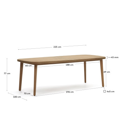 Уличный стол La Forma Maset 225 x 100 x h77 см, из массива эвкалипта