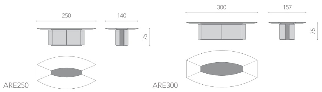 Размеры Стол Asnaghi Ares Размеры Стол Asnaghi Ares