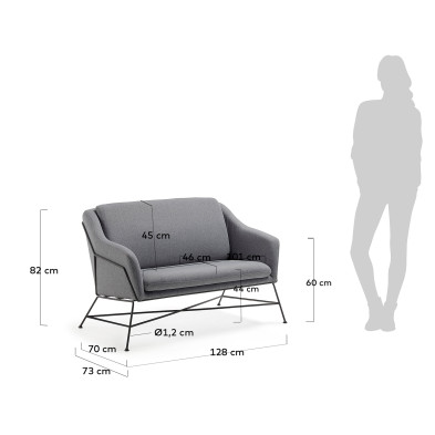 Диван La Forma Brida 128 x 73 x h82 см, графитовый