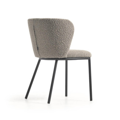 Стул La Forma Ciselia 55 x 52 x h75 см, светло-серая ткань букле, чёрные металлические ножки
