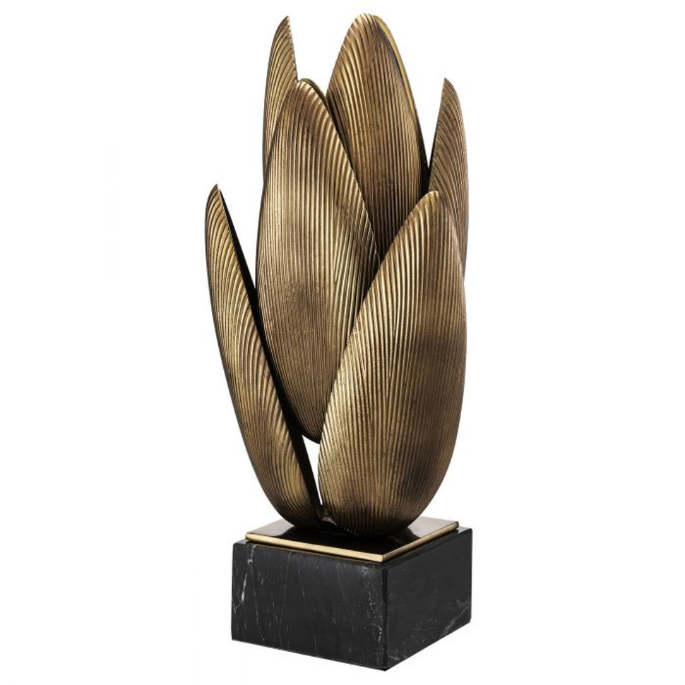 Настольная лампа Eichholtz Blossom 22,5 x 21 x h51,5 см, винтажная латунь и чёрный мрамор - стиль