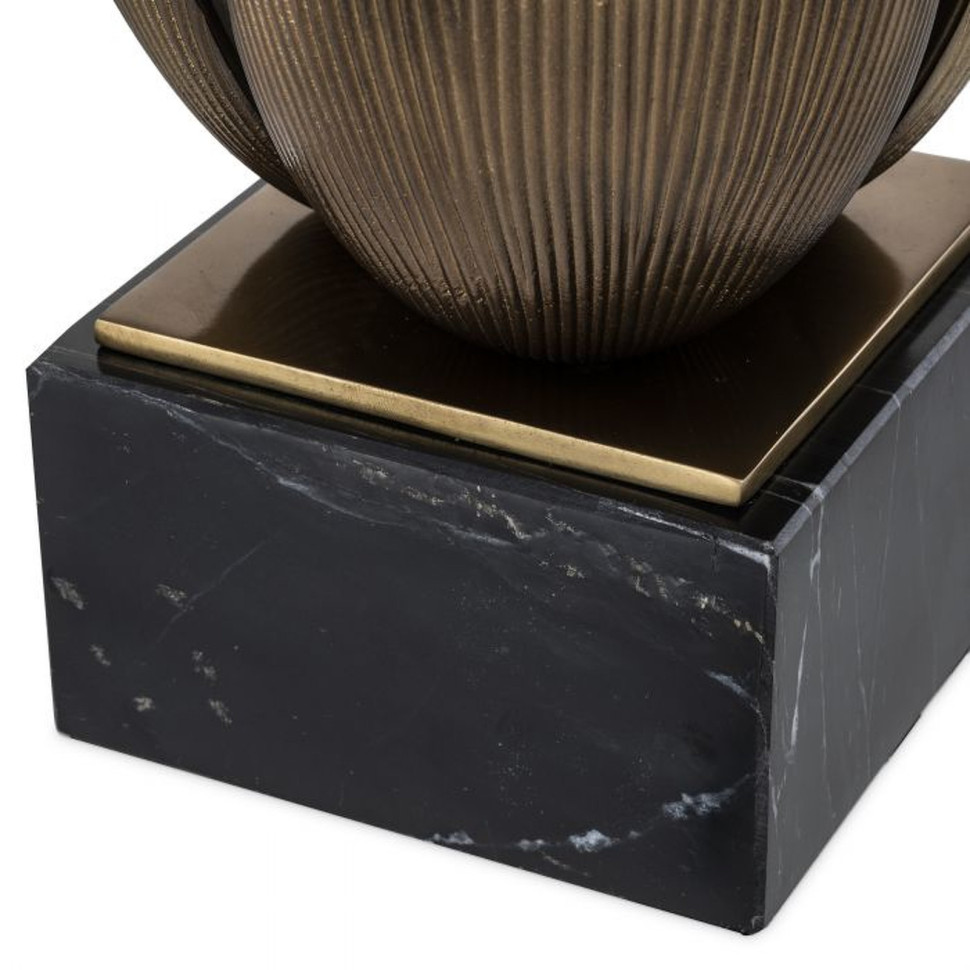 Настольная лампа Eichholtz Blossom 22,5 x 21 x h51,5 см, винтажная латунь и чёрный мрамор