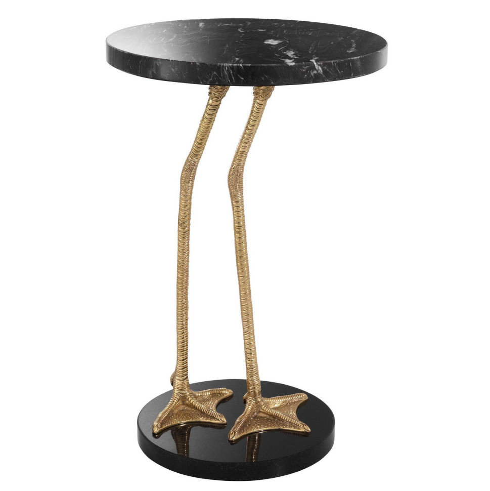 Приставной столик Eichholtz Lagoon h62 x диаметр 41 см, мрамор, латунь, гранит