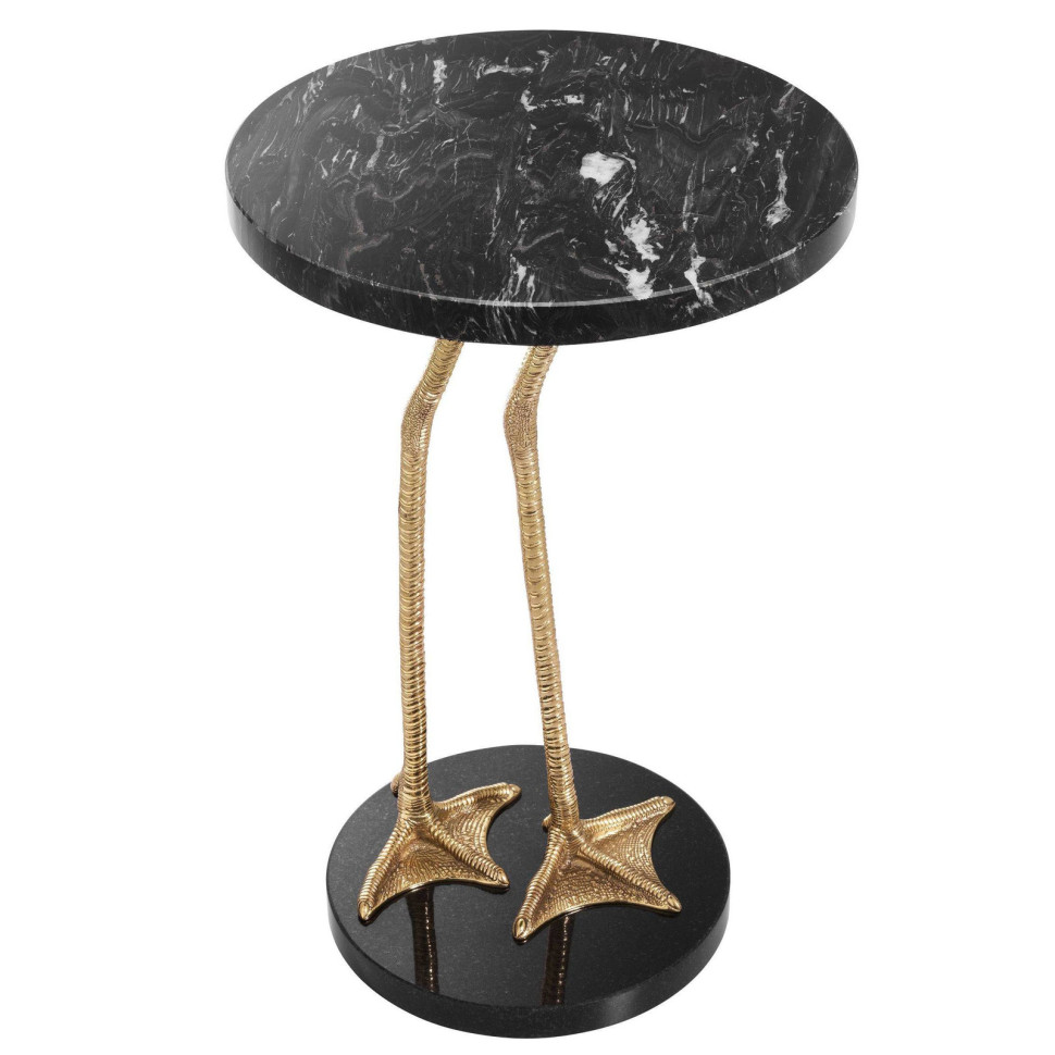 Приставной столик Eichholtz Lagoon h62 x диаметр 41 см, мрамор, латунь, гранит - материал