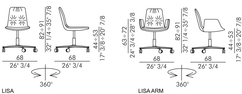 Размеры Офисное кресло Eforma Lisa 5 ways