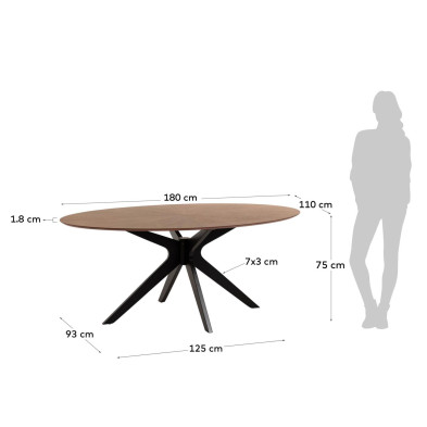 Обеденный стол La Forma Naanim 180 x 110 x h75 см, натуральный орех