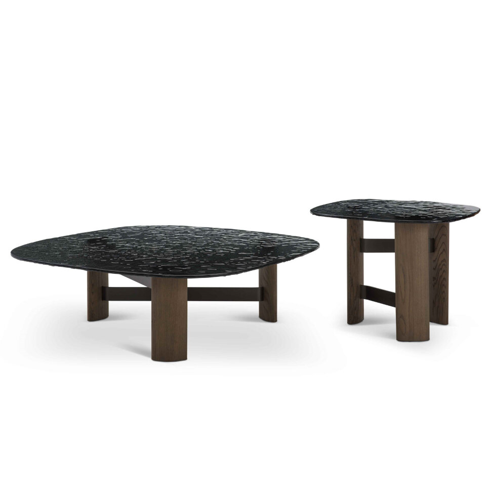 Журнальный стол Fratelli Barri Tollo 110 x 110 x h35 см со стеклянной столешницей - стиль