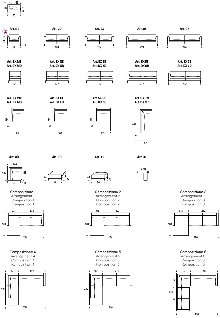 Размеры Диван Felis Larson Размеры Диван Felis Larson
