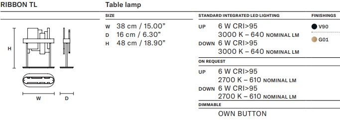 Размеры Светильник Masiero Ribbon TL Размеры Светильник Masiero Ribbon TL