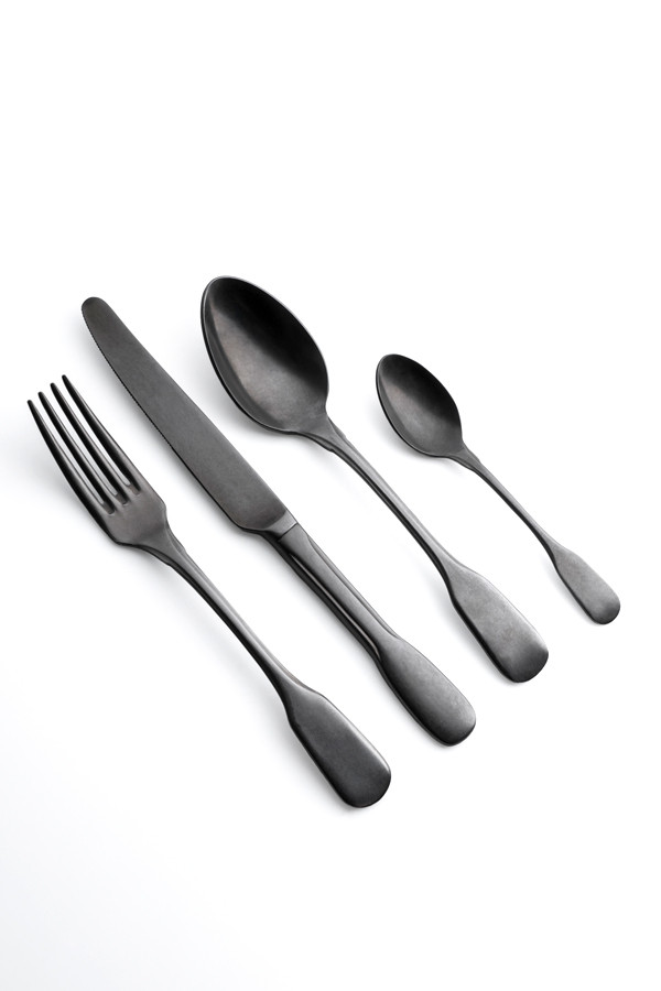 Столовые приборы 36, шт матовая черненая сталь KNIndustrie BRICK LANE Black, нержавеющая сталь