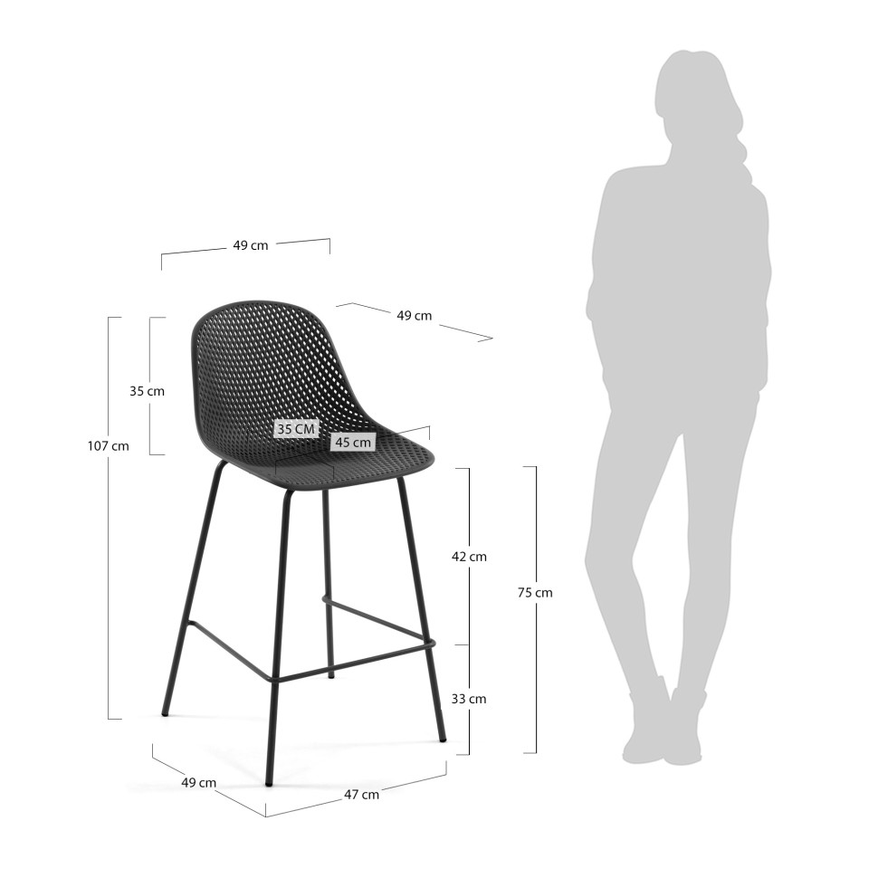 Барный стул La Forma Quinby 49 x 49 x h107 см, серый