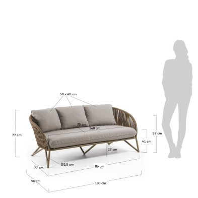 Диван La Forma Branzie 180 x 90 x h77 см, коричневый