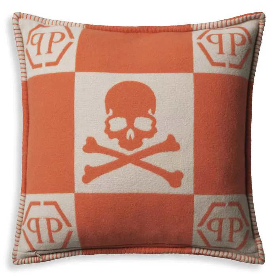 Подушка Eichholtz Cashmere Skull Philipp Plein 45 x h45 см, шерсть, кашемир и шёлк - фото товара
