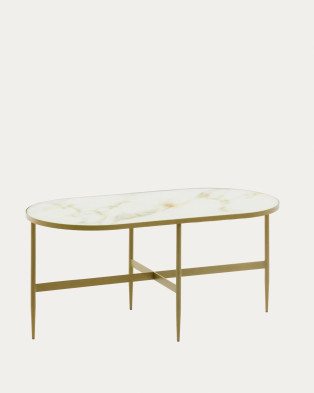 Журнальный столик La Forma Elisenda 100 x 50 x h45 см, золотой и белый