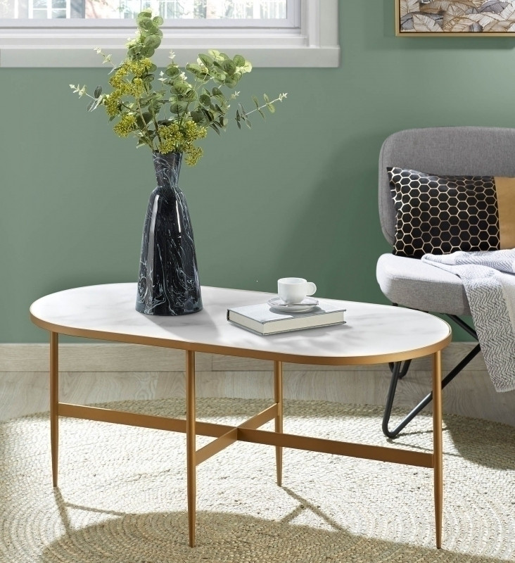 Журнальный столик La Forma Elisenda 100 x 50 x h45 см, золотой и белый