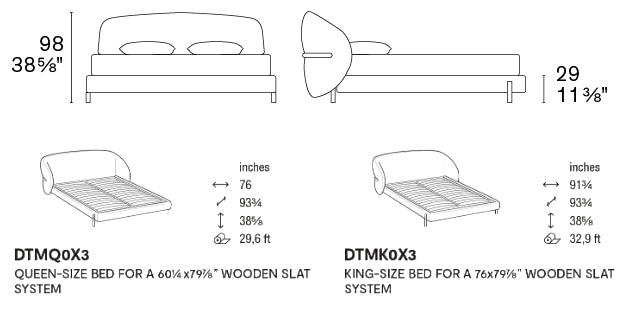 Размеры Кровать Calligaris Oleandro CS6218