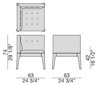 Размеры Кресло Porada Wendy corner