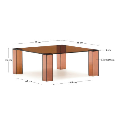 Журнальный столик La Forma Adularia 85 x 85 x h35 см, коричневое стекло