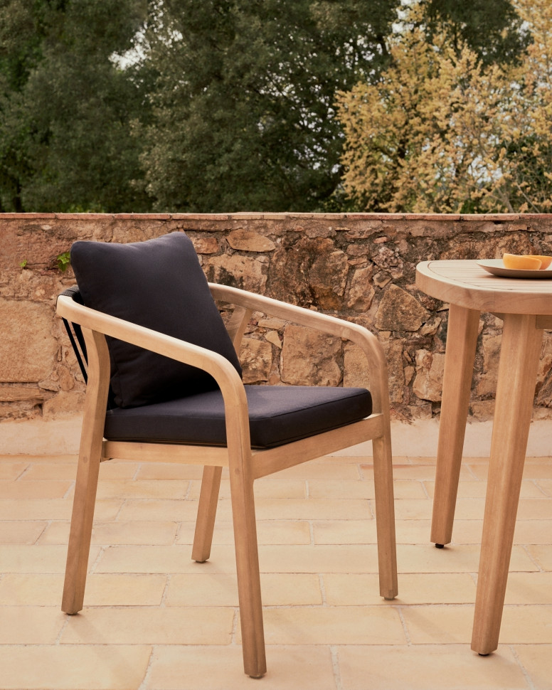 Стул La Forma Malaret 58 x 65 x h75 см, из массива эвкалипта и чёрного шнура